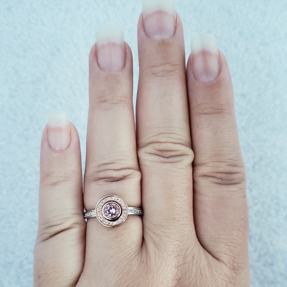 Sterling Bezel Set Pink Ring - Picture 7 of 8